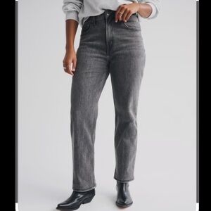 Abercrombie & Fitch Curve Love High Rise Women Dark Gray Vintage Straight Jeans